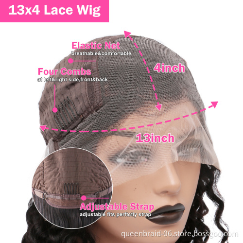 Brazilian 13x4 Loose Deep Wave Frontal Wig Full Lace Front Human Hair Wigs For Women Water Wave Brazilian Curly Human Hair Wig